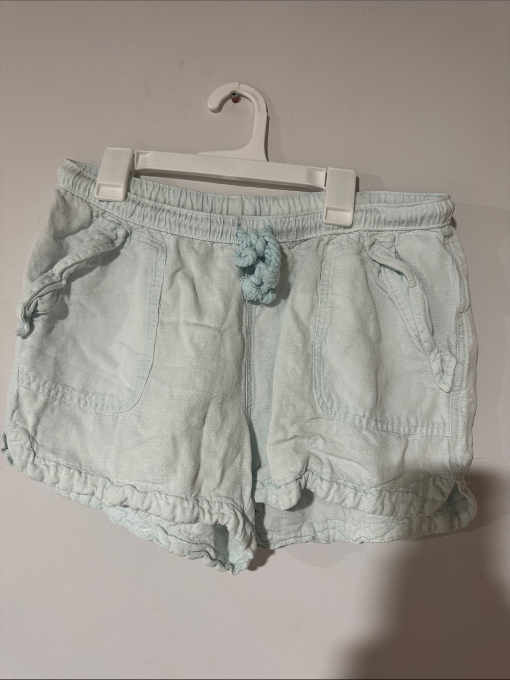 Women's Light Blue Drawstring Casual Shorts